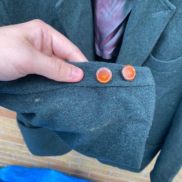 Vintage 1960s Marlboro Classics Wool Leather Jacket Size 48 Green - Picture 14 of 16